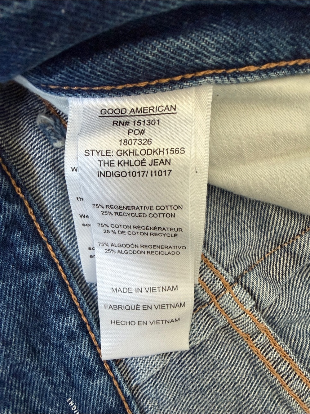 Good American “The Khloe Jean” Distressed Light Blue Straight-Leg Jeans - Picture 4 of 5